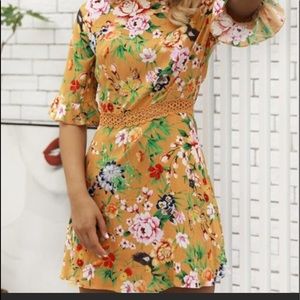 Yellow flower dress.